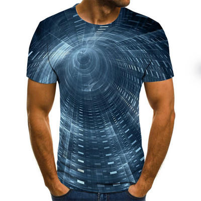 Νέο ανδρικό μπλουζάκι 3D Starry Sky Pattern Printing Fashion Street O-Neck Top Summer Homestay Leisure Camping Extra Large Ανδρικό πουκάμισο