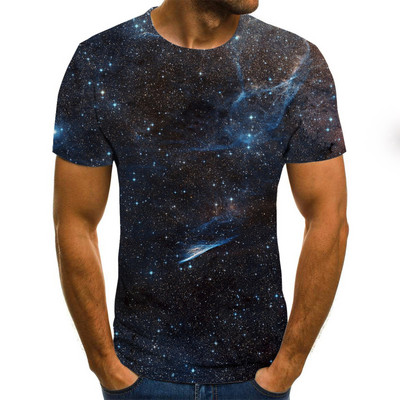 Νέο ανδρικό μπλουζάκι 3D Starry Sky Pattern Printing Fashion Street O-Neck Top Summer Homestay Leisure Camping Extra Large Ανδρικό πουκάμισο