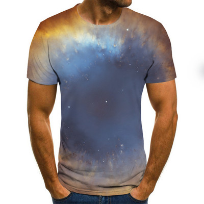 Νέο ανδρικό μπλουζάκι 3D Starry Sky Pattern Printing Fashion Street O-Neck Top Summer Homestay Leisure Camping Extra Large Ανδρικό πουκάμισο