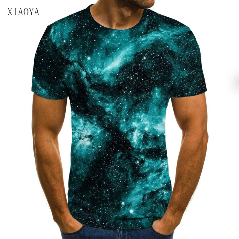 Νέο ανδρικό μπλουζάκι 3D Starry Sky Pattern Printing Fashion Street O-Neck Top Summer Homestay Leisure Camping Extra Large Ανδρικό πουκάμισο