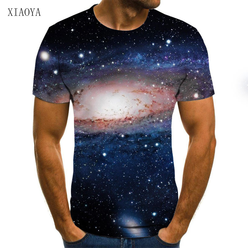 Νέο ανδρικό μπλουζάκι 3D Starry Sky Pattern Printing Fashion Street O-Neck Top Summer Homestay Leisure Camping Extra Large Ανδρικό πουκάμισο