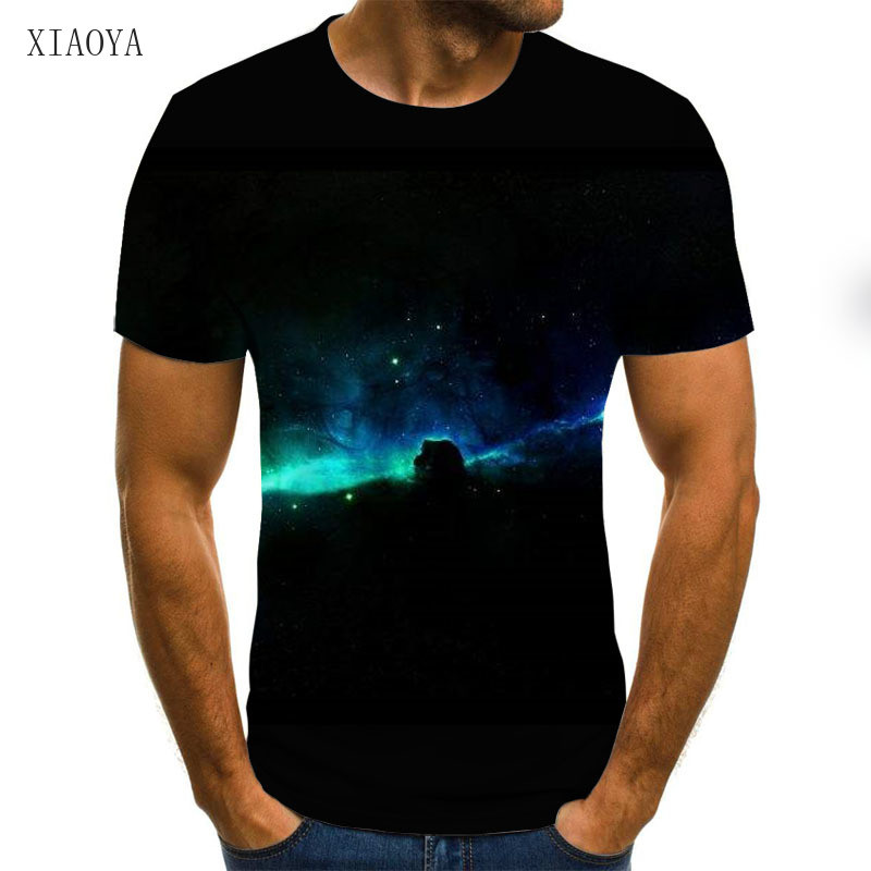 Νέο ανδρικό μπλουζάκι 3D Starry Sky Pattern Printing Fashion Street O-Neck Top Summer Homestay Leisure Camping Extra Large Ανδρικό πουκάμισο