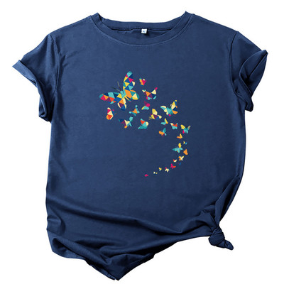 JFUNCY Γυναικείο μπλουζάκι μπλουζάκι 100% βαμβακερό κοντό μανίκι casual γυναικείο μπλουζάκι με στάμπα πεταλούδας Γυναικείο καλοκαιρινό φαρδύ μπλουζάκι