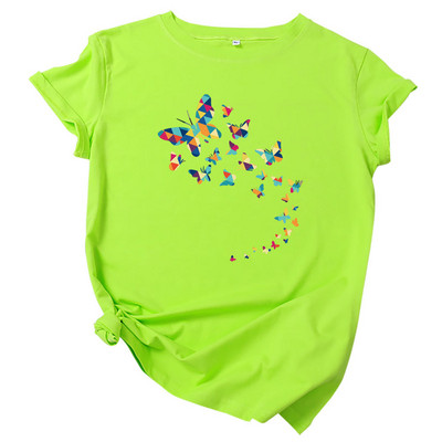 JFUNCY Γυναικείο μπλουζάκι μπλουζάκι 100% βαμβακερό κοντό μανίκι casual γυναικείο μπλουζάκι με στάμπα πεταλούδας Γυναικείο καλοκαιρινό φαρδύ μπλουζάκι