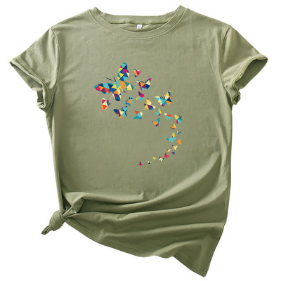 JFUNCY Γυναικείο μπλουζάκι μπλουζάκι 100% βαμβακερό κοντό μανίκι casual γυναικείο μπλουζάκι με στάμπα πεταλούδας Γυναικείο καλοκαιρινό φαρδύ μπλουζάκι