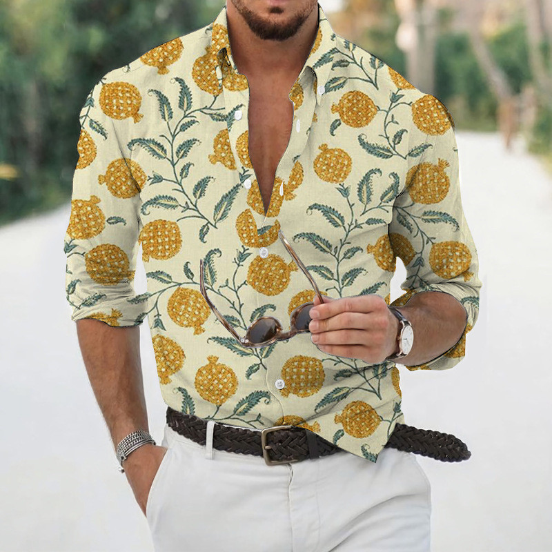 Nyári luxus hawaii virágos ingek férfiaknak 3d nyomott tengerparti ünnep hosszú ujjú túlméretezett felsők pólók ing Férfi Tropical Camisa