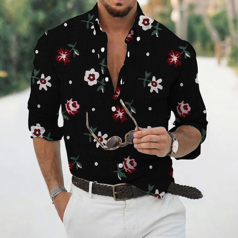 Nyári luxus hawaii virágos ingek férfiaknak 3d nyomott tengerparti ünnep hosszú ujjú túlméretezett felsők pólók ing Férfi Tropical Camisa