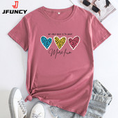 JFUNCY Tricou de vară pentru femei Tricou cu mânecă scurtă Tricou pentru femei din bumbac Tricouri grafice supradimensionate 2023 Îmbrăcăminte pentru femei Topuri pentru femei