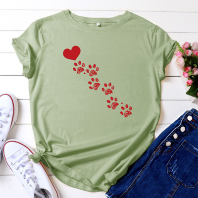 JFUNCY Γυναικείες καλοκαιρινές μπλούζες 100% βαμβακερές υπερμεγέθη κοντομάνικα μπλουζάκια Γυναικεία μπλουζάκια καθημερινά σκυλιά Footprint Lady Tees