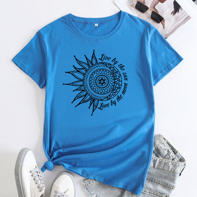 JFUNCY Tricou de vară pentru femei 2022, cu imprimeu la modă, tricou cu mânecă scurtă, ocazional, tricou largi, topuri din bumbac pentru femei, îmbrăcăminte pentru femei