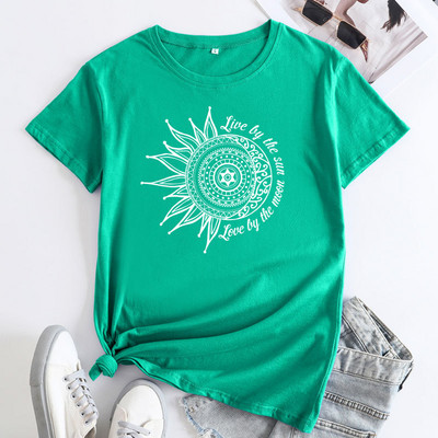 JFUNCY Tricou de vară pentru femei 2022, cu imprimeu la modă, tricou cu mânecă scurtă, ocazional, tricou largi, topuri din bumbac pentru femei, îmbrăcăminte pentru femei