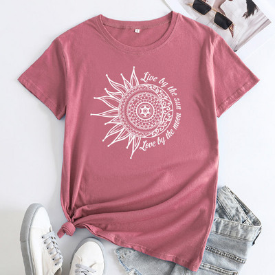 JFUNCY Tricou de vară pentru femei 2022, cu imprimeu la modă, tricou cu mânecă scurtă, ocazional, tricou largi, topuri din bumbac pentru femei, îmbrăcăminte pentru femei