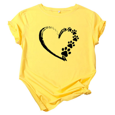 JFUNCY moteriški viršutiniai 100 % medvilniniai laisvi marškinėliai Love Print Moteriški marškinėliai Moteriški vasaros marškinėliai trumpomis rankovėmis moteriški marškinėliai