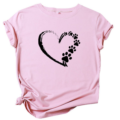 JFUNCY moteriški viršutiniai 100 % medvilniniai laisvi marškinėliai Love Print Moteriški marškinėliai Moteriški vasaros marškinėliai trumpomis rankovėmis moteriški marškinėliai