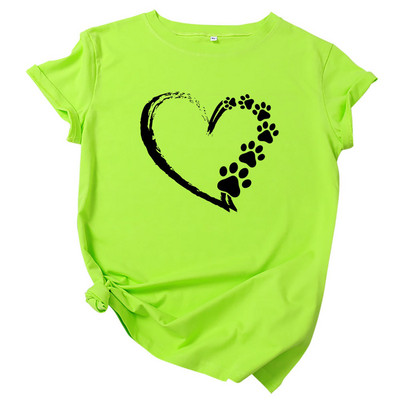 JFUNCY moteriški viršutiniai 100 % medvilniniai laisvi marškinėliai Love Print Moteriški marškinėliai Moteriški vasaros marškinėliai trumpomis rankovėmis moteriški marškinėliai