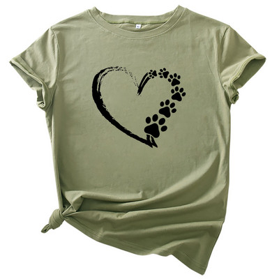 JFUNCY moteriški viršutiniai 100 % medvilniniai laisvi marškinėliai Love Print Moteriški marškinėliai Moteriški vasaros marškinėliai trumpomis rankovėmis moteriški marškinėliai