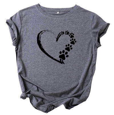 JFUNCY moteriški viršutiniai 100 % medvilniniai laisvi marškinėliai Love Print Moteriški marškinėliai Moteriški vasaros marškinėliai trumpomis rankovėmis moteriški marškinėliai