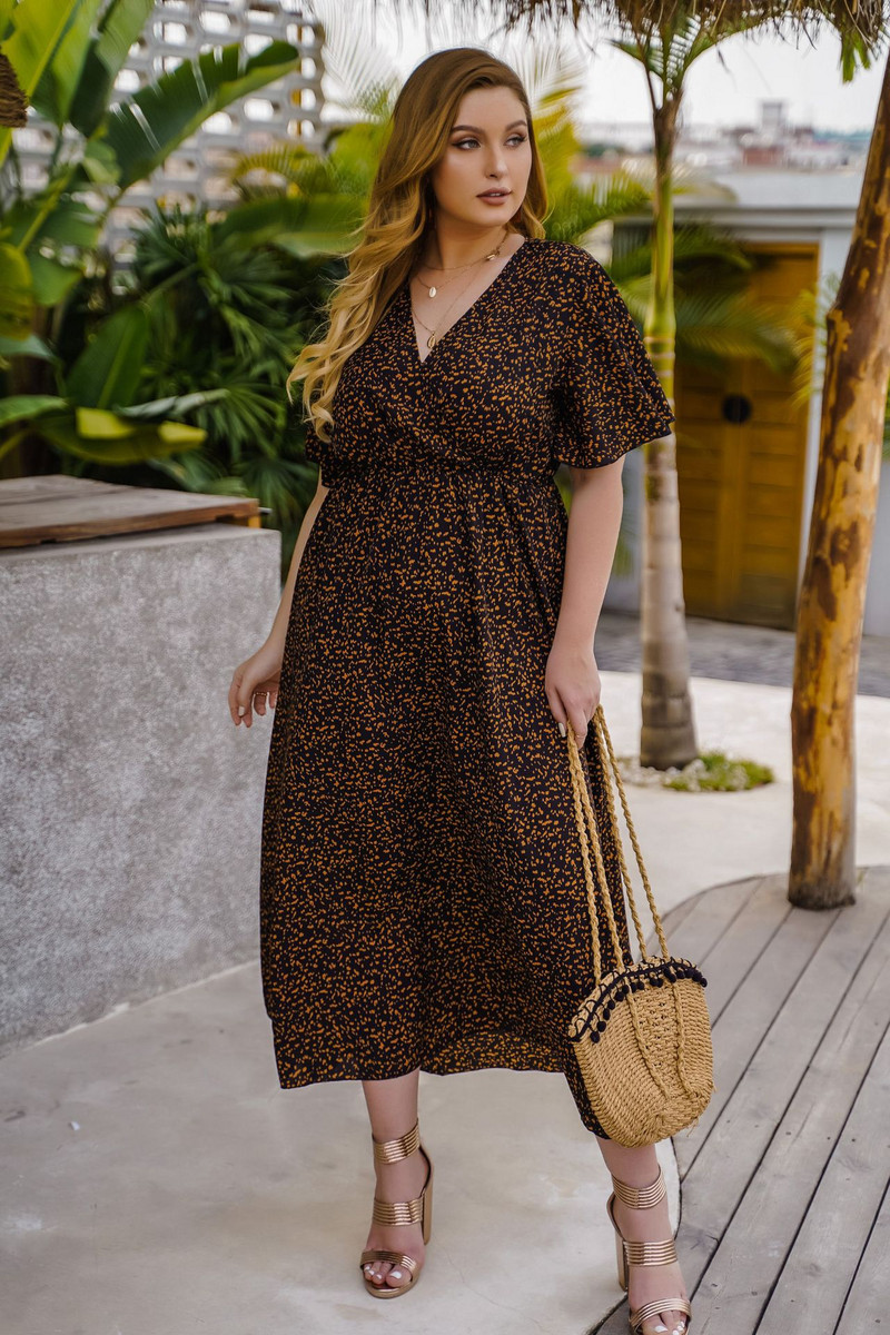 Liela izmēra sieviešu kleitas vasaras īsām piedurknēm Eleganta sievietēm ar ziedu apdruku Midi kleita ikdienišķa brīva sieviešu liela izmēra apģērbs 4XL