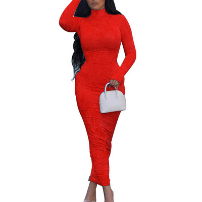 Nagy méretű szexi cipzáras garbós pólyás ruhák női buliba 4XL őszi hosszú ujjú vintage nyakkendővel festett ruched Maxi Bodycon ruha