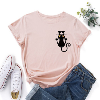 JFUNCY Oversize γυναικεία μπλουζάκια Lovely Cat print Harajuku Tshirt Γυναικεία πουκάμισα καλοκαιρινά casual κοντομάνικα Basic T-shirt από βαμβακερό μπλουζάκι