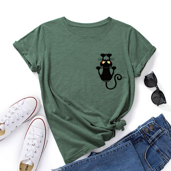 JFUNCY Oversize γυναικεία μπλουζάκια Lovely Cat print Harajuku Tshirt Γυναικεία πουκάμισα καλοκαιρινά casual κοντομάνικα Basic T-shirt από βαμβακερό μπλουζάκι