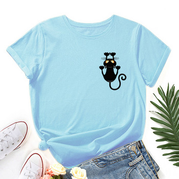 JFUNCY Oversize γυναικεία μπλουζάκια Lovely Cat print Harajuku Tshirt Γυναικεία πουκάμισα καλοκαιρινά casual κοντομάνικα Basic T-shirt από βαμβακερό μπλουζάκι