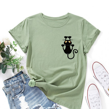 JFUNCY Oversize γυναικεία μπλουζάκια Lovely Cat print Harajuku Tshirt Γυναικεία πουκάμισα καλοκαιρινά casual κοντομάνικα Basic T-shirt από βαμβακερό μπλουζάκι