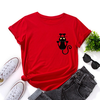 JFUNCY Oversize γυναικεία μπλουζάκια Lovely Cat print Harajuku Tshirt Γυναικεία πουκάμισα καλοκαιρινά casual κοντομάνικα Basic T-shirt από βαμβακερό μπλουζάκι