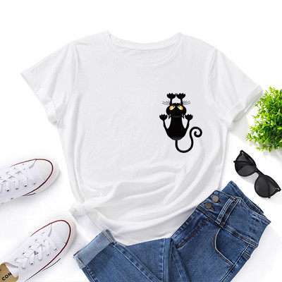 JFUNCY Oversize γυναικεία μπλουζάκια Lovely Cat print Harajuku Tshirt Γυναικεία πουκάμισα καλοκαιρινά casual κοντομάνικα Basic T-shirt από βαμβακερό μπλουζάκι