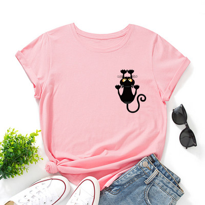 JFUNCY Oversize γυναικεία μπλουζάκια Lovely Cat print Harajuku Tshirt Γυναικεία πουκάμισα καλοκαιρινά casual κοντομάνικα Basic T-shirt από βαμβακερό μπλουζάκι