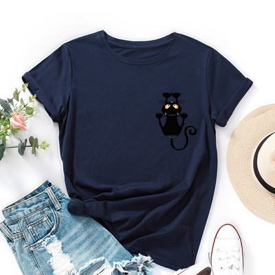 JFUNCY Oversize γυναικεία μπλουζάκια Lovely Cat print Harajuku Tshirt Γυναικεία πουκάμισα καλοκαιρινά casual κοντομάνικα Basic T-shirt από βαμβακερό μπλουζάκι