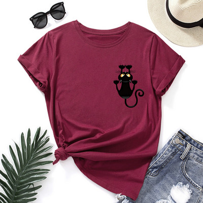 JFUNCY Oversize γυναικεία μπλουζάκια Lovely Cat print Harajuku Tshirt Γυναικεία πουκάμισα καλοκαιρινά casual κοντομάνικα Basic T-shirt από βαμβακερό μπλουζάκι