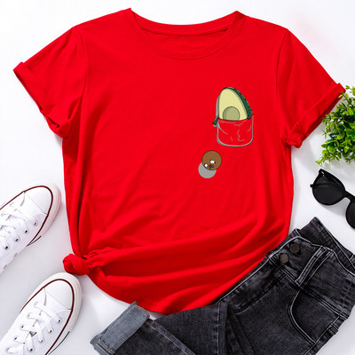 JFUNCY női póló nyári rövid ujjú pamut póló Vicces avokádómintás női felsők túlméretes női alkalmi póló