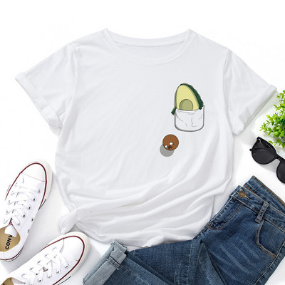 JFUNCY női póló nyári rövid ujjú pamut póló Vicces avokádómintás női felsők túlméretes női alkalmi póló