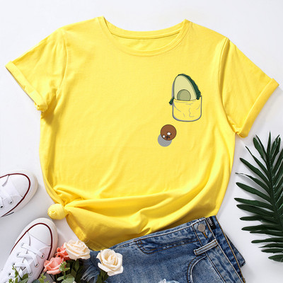 JFUNCY női póló nyári rövid ujjú pamut póló Vicces avokádómintás női felsők túlméretes női alkalmi póló