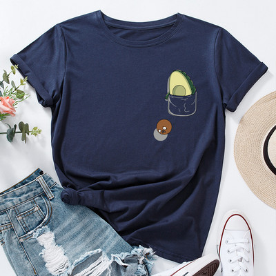 JFUNCY női póló nyári rövid ujjú pamut póló Vicces avokádómintás női felsők túlméretes női alkalmi póló