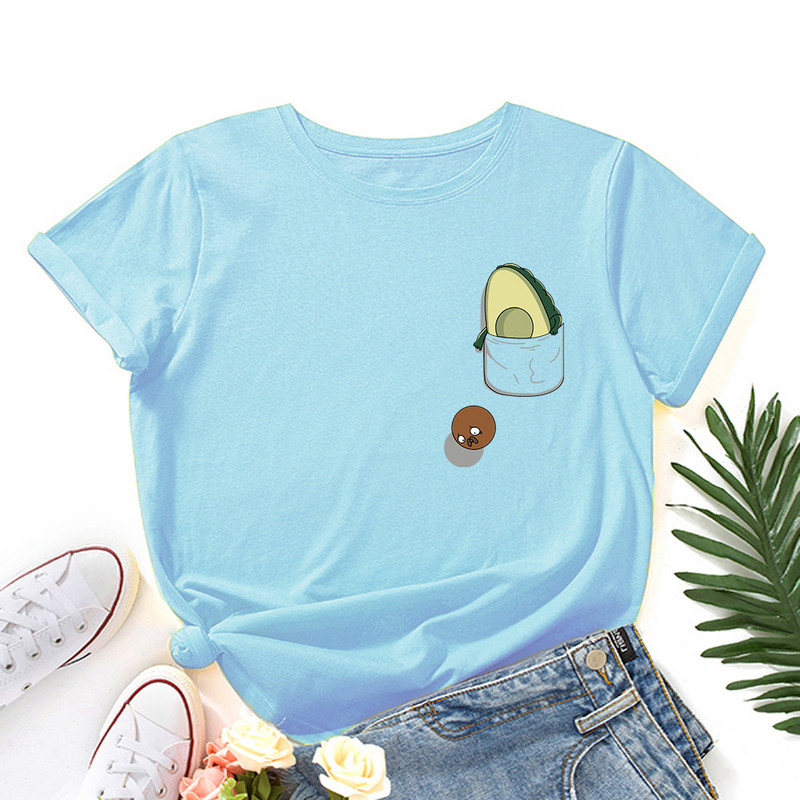 JFUNCY női póló nyári rövid ujjú pamut póló Vicces avokádómintás női felsők túlméretes női alkalmi póló