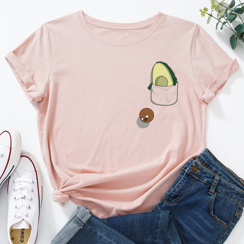 JFUNCY női póló nyári rövid ujjú pamut póló Vicces avokádómintás női felsők túlméretes női alkalmi póló