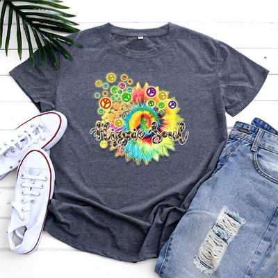 JFUNCY Grafiski T-krekli ar īsām piedurknēm Vasaras kokvilnas sieviešu apģērbi 2022. gada lielizmēra sieviešu T-krekli Top Harajuku sieviešu T-krekli