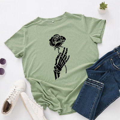 JFUNCY Halloween Skeleton Hand Női pólók Női rövid ujjú pólók Női alkalmi póló 2020 nyári pamut póló