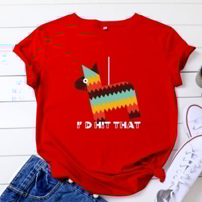 Tricou pentru femei JFUNCY, 100% bumbac, cu mânecă scurtă, cu gâtul O, Topuri de vară pentru femei, tricou cu desene animate, tricou casual pentru femei
