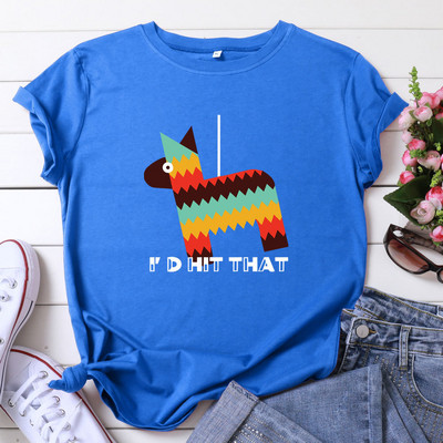 Tricou pentru femei JFUNCY, 100% bumbac, cu mânecă scurtă, cu gâtul O, Topuri de vară pentru femei, tricou cu desene animate, tricou casual pentru femei