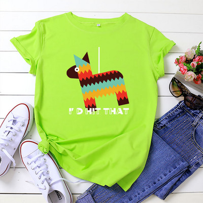 Tricou pentru femei JFUNCY, 100% bumbac, cu mânecă scurtă, cu gâtul O, Topuri de vară pentru femei, tricou cu desene animate, tricou casual pentru femei