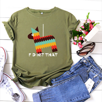 Tricou pentru femei JFUNCY, 100% bumbac, cu mânecă scurtă, cu gâtul O, Topuri de vară pentru femei, tricou cu desene animate, tricou casual pentru femei