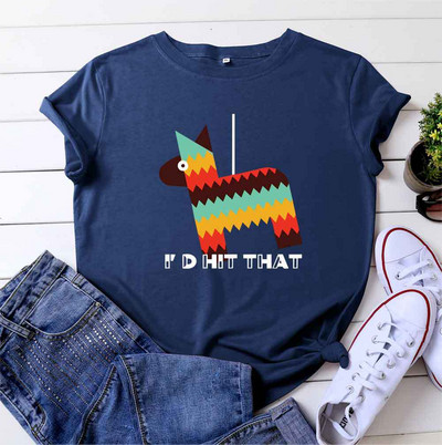 Tricou pentru femei JFUNCY, 100% bumbac, cu mânecă scurtă, cu gâtul O, Topuri de vară pentru femei, tricou cu desene animate, tricou casual pentru femei