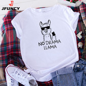 JFUNCY Női nyári felsők Túlméretezett rövid ujjú pólók 2023 Női ruházat Aranyos Alpaca Grafikus pólók Női Pamut póló