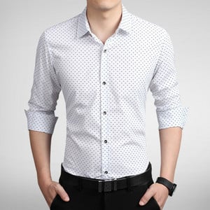 2018 új férfi hosszú ujjú ing Luxus Stílusos Férfi Nyomtatás Slim Fit ing Alkalmi ingek Férfi ingek 5 szín Méret:M-5XL