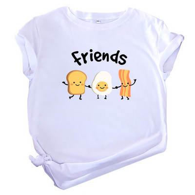 JFUNCY 2023 jauns kokvilnas sieviešu T krekls Vasaras T-krekls ar īsām piedurknēm Labākie draugi Multfilma ar apdruku, sieviešu trikotāžas sieviešu topi