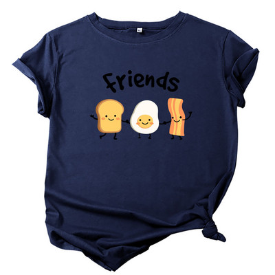 JFUNCY 2023 jauns kokvilnas sieviešu T krekls Vasaras T-krekls ar īsām piedurknēm Labākie draugi Multfilma ar apdruku, sieviešu trikotāžas sieviešu topi