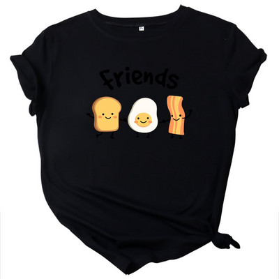 JFUNCY 2023 jauns kokvilnas sieviešu T krekls Vasaras T-krekls ar īsām piedurknēm Labākie draugi Multfilma ar apdruku, sieviešu trikotāžas sieviešu topi